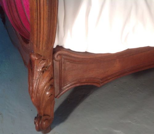 CARVED OAK FRENCH UPHOLSTERED BED - ADDITIONAL PHOTO 7