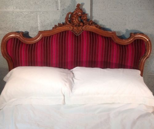 CARVED OAK FRENCH UPHOLSTERED BED - ADDITIONAL PHOTO 9