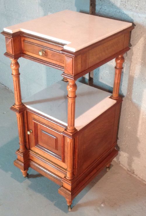 SOLID WALNUT FRENCH BEDSIDE CABINET - ADDITIONAL PHOTO 2