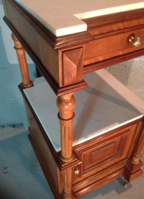SOLID WALNUT FRENCH BEDSIDE CABINET - ADDITIONAL PHOTO 5