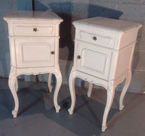 pair of painted french bedside cabinets - CATEGORY: ANTIQUE CABINETS - DATED 1890