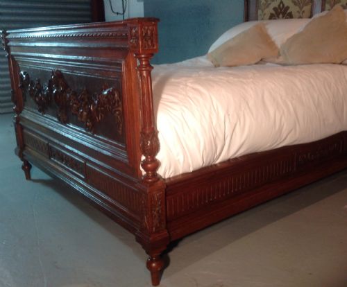 CARVED OAK FRENCH DOUBLE BED - ADDITIONAL PHOTO 5