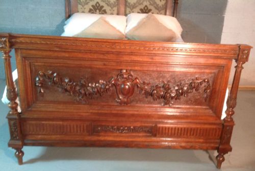 CARVED OAK FRENCH DOUBLE BED - ADDITIONAL PHOTO 6