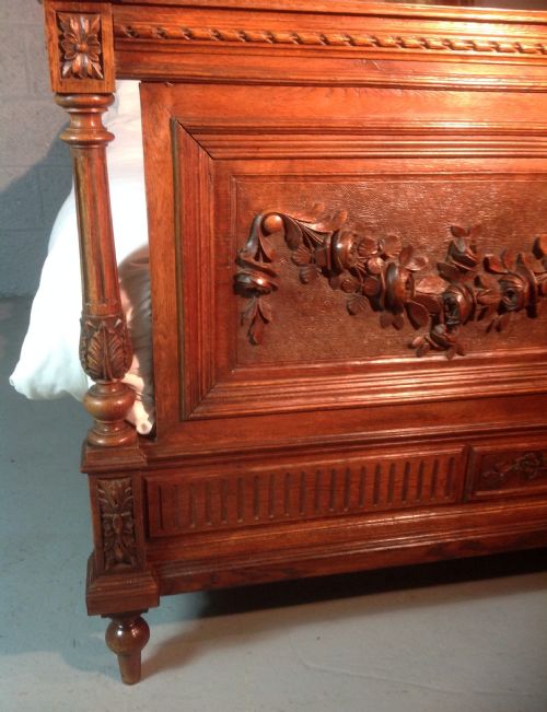CARVED OAK FRENCH DOUBLE BED - ADDITIONAL PHOTO 9