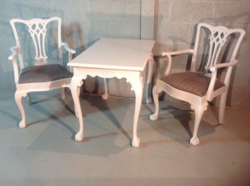 PAIR OF MAHOGANY PAINTED CARVER CHAIRS AND CONSOLE TABLE - ADDITIONAL PHOTO 7