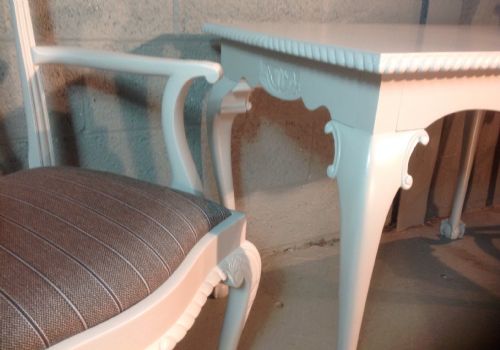 PAIR OF MAHOGANY PAINTED CARVER CHAIRS AND CONSOLE TABLE - ADDITIONAL PHOTO 12