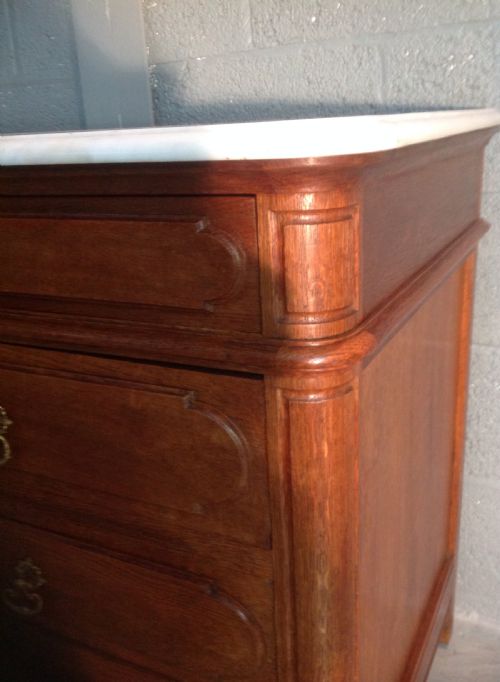 SOLID OAK FRENCH COMMODE WITH MIRROR - ADDITIONAL PHOTO 3
