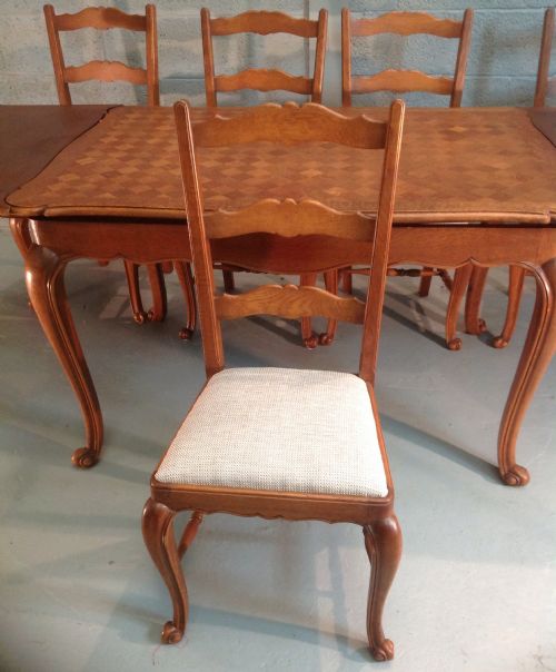 FRENCH OAK DINING CHAIRS AND TABLE - ADDITIONAL PHOTO 1