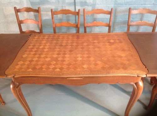 FRENCH OAK DINING CHAIRS AND TABLE - ADDITIONAL PHOTO 5