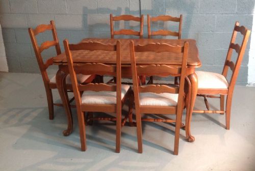 FRENCH OAK DINING CHAIRS AND TABLE - ADDITIONAL PHOTO 11