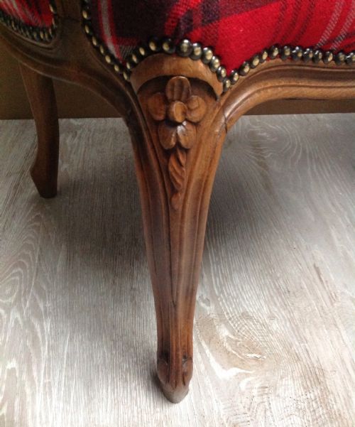 PAIR OF FRENCH ARMCHAIRS IN TARTAN FABRIC - ADDITIONAL PHOTO 6