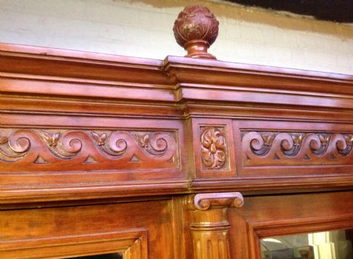 LARGE BREAKFRONT TRIPLE MIRROR FRENCH ARMOIRE - ADDITIONAL PHOTO 2