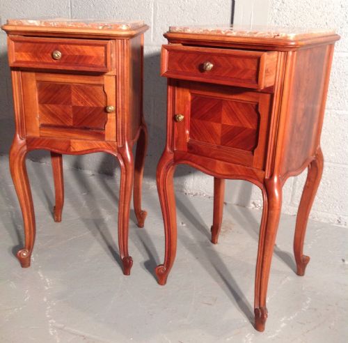 pair of walnut french bedside cabinets - CATEGORY: ANTIQUE CABINETS - DATED 1890