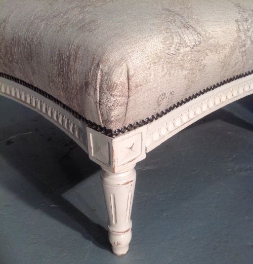 FRENCH UPHOLSTERED FOOT STOOL - ADDITIONAL PHOTO 1