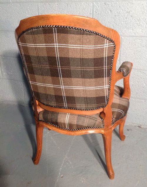 SET OF 4 FRENCH ARCHAIRS WITH BROWN TARTAN FABRIC - ADDITIONAL PHOTO 8