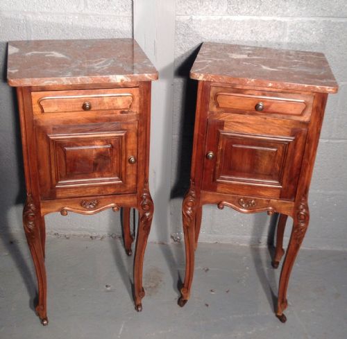 pair of french walnut bedside cabinets - CATEGORY: ANTIQUE CABINETS - DATED 1900