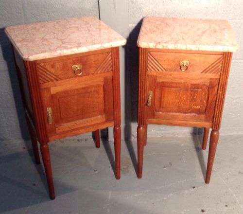 pair of french oak bedside cabinets - CATEGORY: ANTIQUE CABINETS - DATED 1920