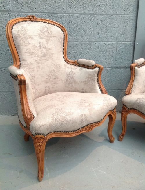 PAIR OF FRENCH WALNUT ARMCHAIRS - ADDITIONAL PHOTO 1