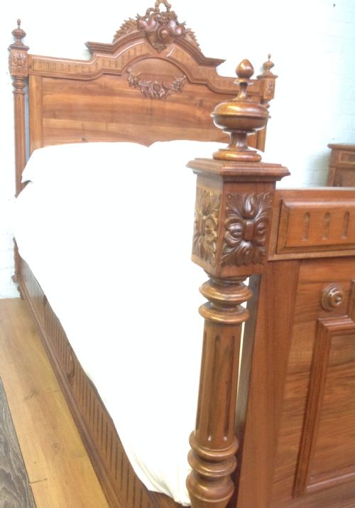 CHESTNUT FRENCH CARVED BED - ADDITIONAL PHOTO 1
