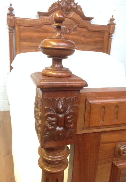 CHESTNUT FRENCH CARVED BED - ADDITIONAL PHOTO 6