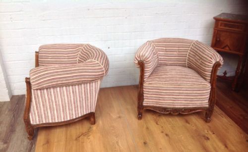 PAIR OF UPHOLSTERED FRENCH LOUIS XV CLUB CHAIRS - ADDITIONAL PHOTO 4