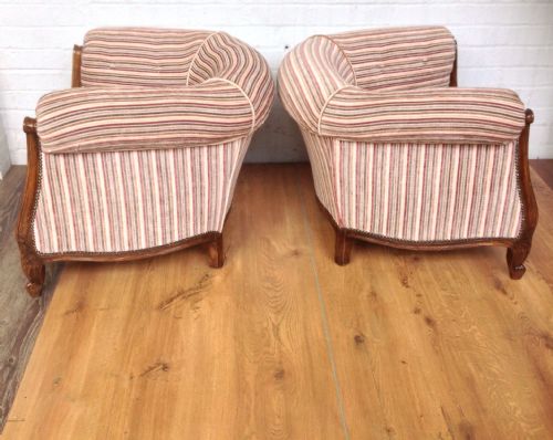 PAIR OF UPHOLSTERED FRENCH LOUIS XV CLUB CHAIRS - ADDITIONAL PHOTO 6