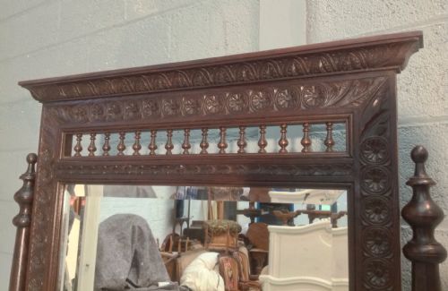SOLID OAK FRENCH BRETON CHEVAL MIRROR - ADDITIONAL PHOTO 1