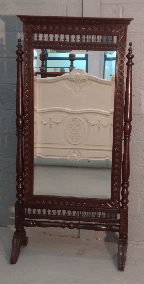 SOLID OAK FRENCH BRETON CHEVAL MIRROR - ADDITIONAL PHOTO 7
