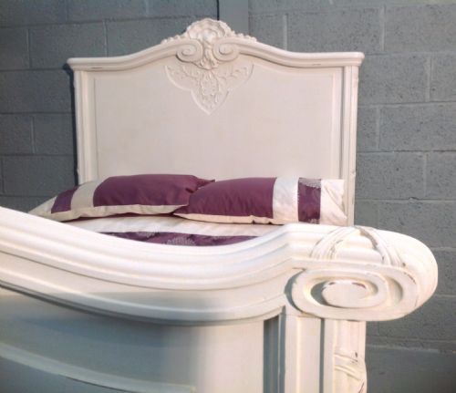PAINTED FRENCH WALNUT CARVED BED - ADDITIONAL PHOTO 3