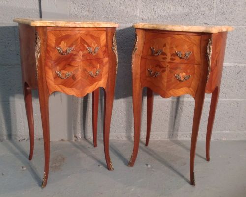PAIR OF FRENCH MARQUETRY BEDSIDE CABINETS - ADDITIONAL PHOTO 2