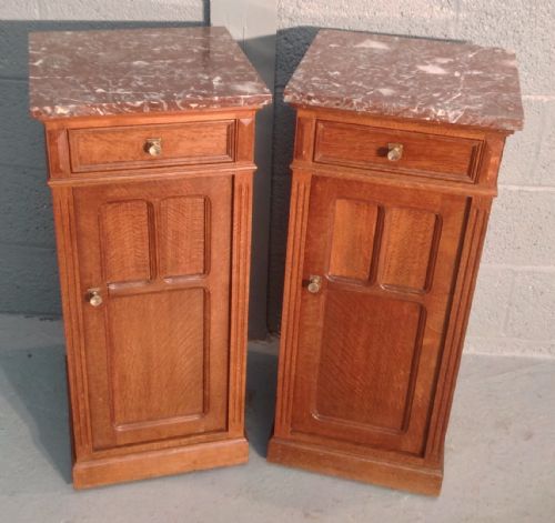 pair of french arts and crafts oak bedside cabinets - CATEGORY: ANTIQUE CABINETS - DATED 1900