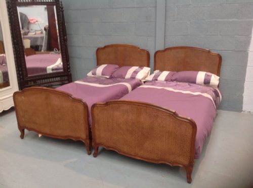 pair of french bergere single beds - CATEGORY: ANTIQUE BEDS - DATED 1920