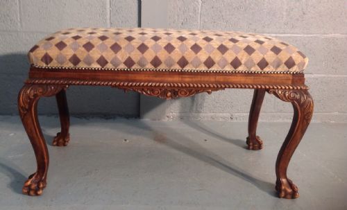carved walnut french stool - CATEGORY: ANTIQUE STOOLS - DATED 1900