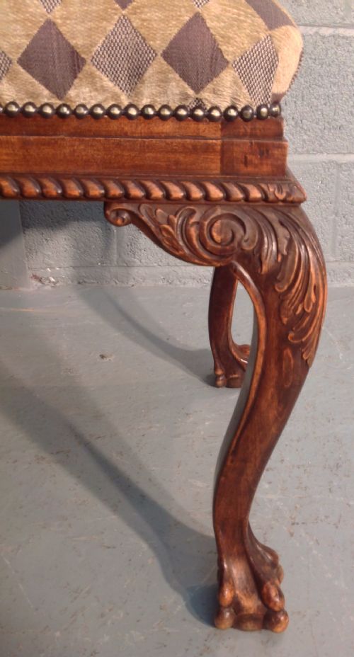 CARVED WALNUT FRENCH STOOL - ADDITIONAL PHOTO 1