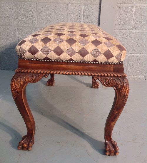 CARVED WALNUT FRENCH STOOL - ADDITIONAL PHOTO 3