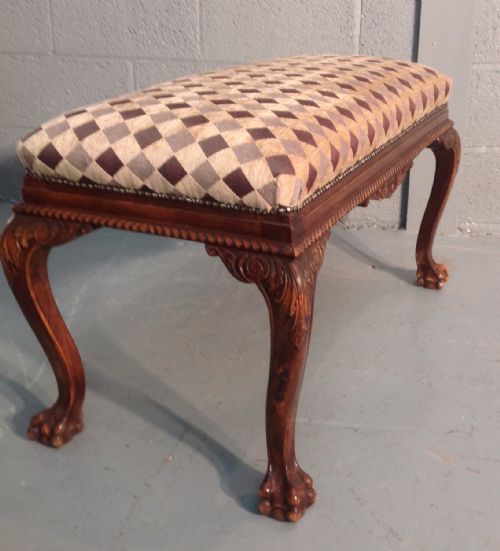 CARVED WALNUT FRENCH STOOL - ADDITIONAL PHOTO 4