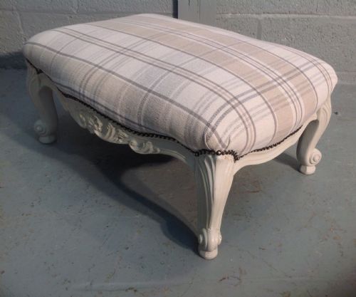 upholstered french stool - CATEGORY: ANTIQUE STOOLS - DATED 1920