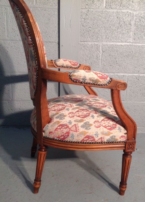 ANTIQUE FRENCH WALNUT ARMCHAIR - ADDITIONAL PHOTO 1
