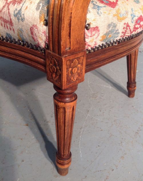 ANTIQUE FRENCH WALNUT ARMCHAIR - ADDITIONAL PHOTO 4