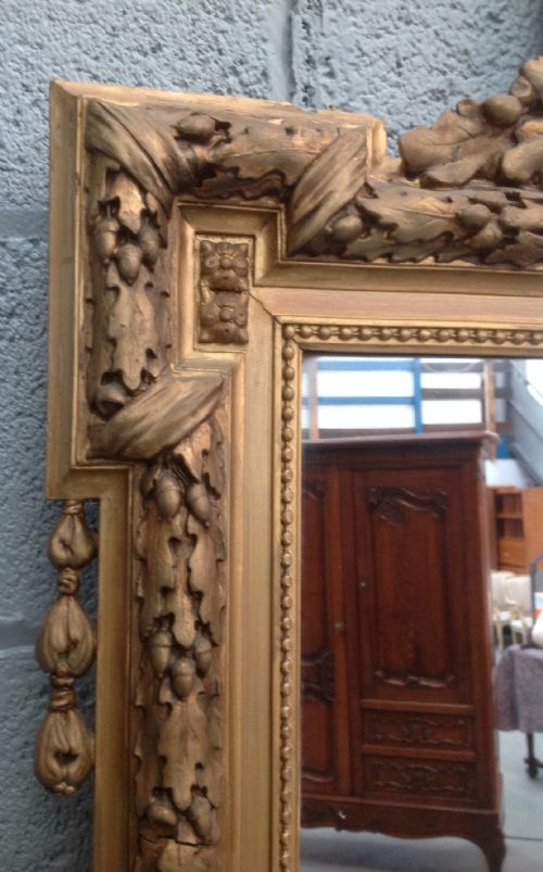 LARGE CARVED FRENCH GILT 19TH CENTURY MIRROR - ADDITIONAL PHOTO 1