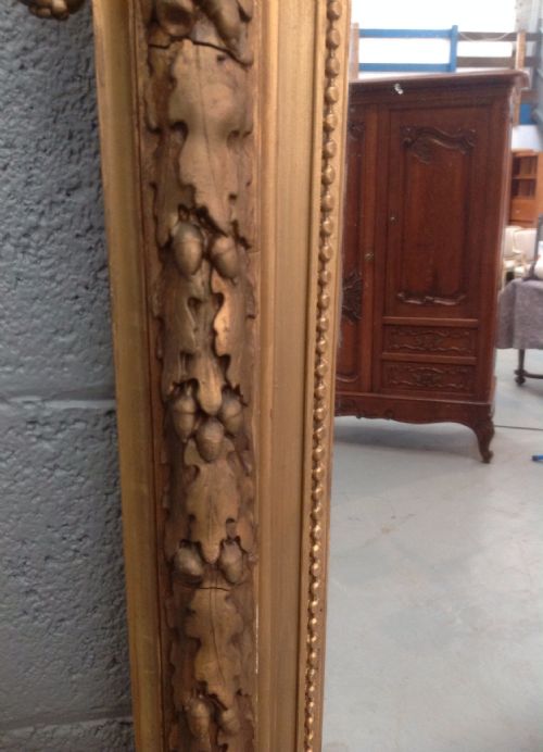 LARGE CARVED FRENCH GILT 19TH CENTURY MIRROR - ADDITIONAL PHOTO 2