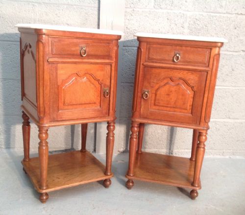 pair of solid oak french bedside cabinets - CATEGORY: ANTIQUE CABINETS - DATED 1910