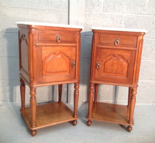 PAIR OF SOLID OAK FRENCH BEDSIDE CABINETS - ADDITIONAL PHOTO 9
