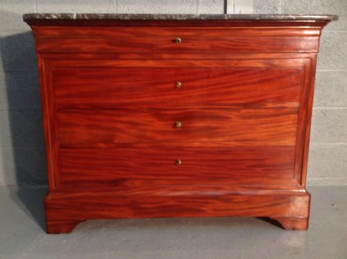 mahogany french marble top commode - CATEGORY: ANTIQUE CHEST OF DRAWERS - DATED 1850