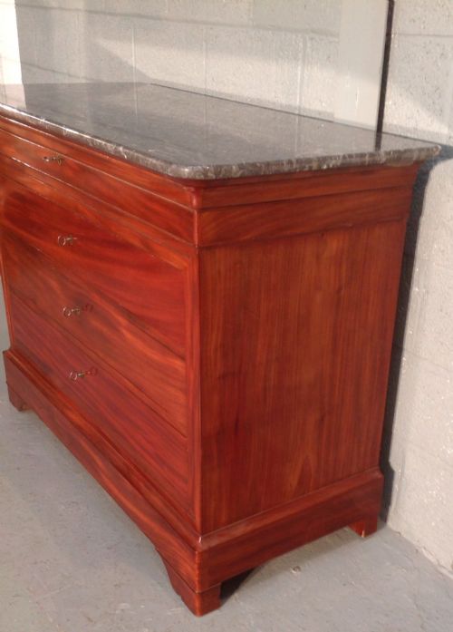 MAHOGANY FRENCH MARBLE TOP COMMODE - ADDITIONAL PHOTO 4