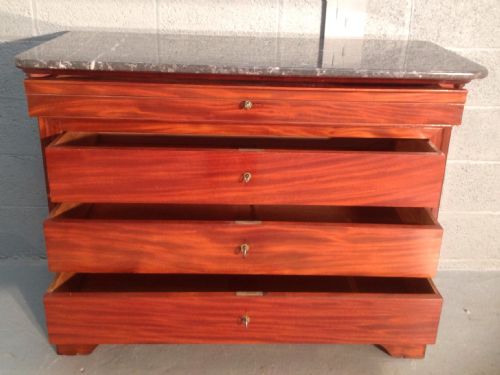 MAHOGANY FRENCH MARBLE TOP COMMODE - ADDITIONAL PHOTO 5