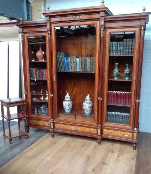 maison krieger french mahogany bookcase and table - CATEGORY: ANTIQUE BOOKCASES - DATED 1890