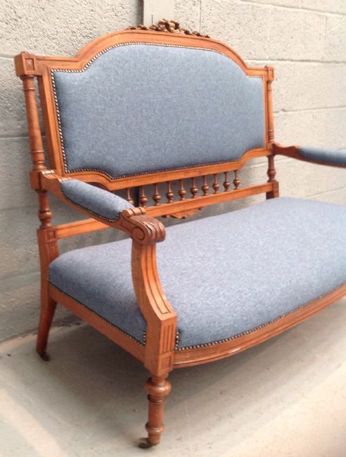 WALNUT FRENCH UPHOLSTERED SOFA - ADDITIONAL PHOTO 1