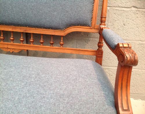 WALNUT FRENCH UPHOLSTERED SOFA - ADDITIONAL PHOTO 5