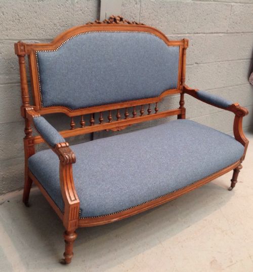 WALNUT FRENCH UPHOLSTERED SOFA - ADDITIONAL PHOTO 7